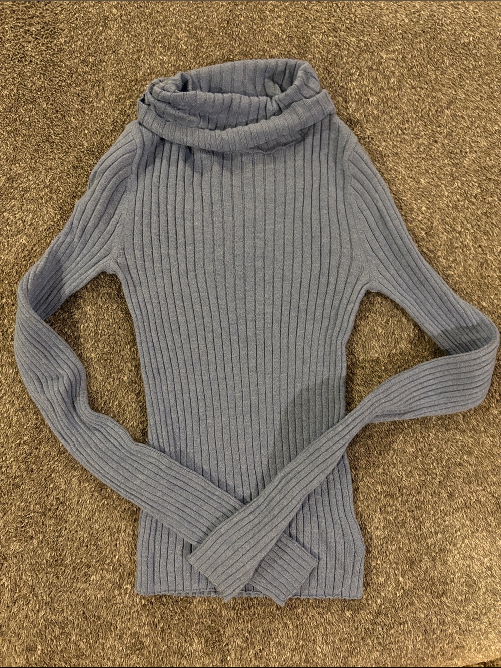 American Eagle Outfitters Ribbed Cowl Turtleneck Sweater - Dusty Blue